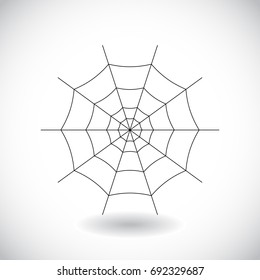 Glowing spider web on a white background. Vector illustration