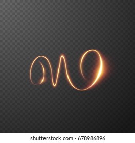 Glowing spiral effect on checkered background. Abstract light speed motion effect. Shiny wavy trail. Light painting. Light trail. Vector eps10.