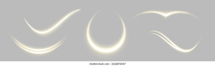Efecto de líneas espirales brillantes. Luz de línea curva. Trayectoria brillante. Onda de neón dorado que brilla. Olas de velocidad giratorias brillantes. Giro espumoso con destellos de bengala. Onda de movimiento azul dinámico, vector