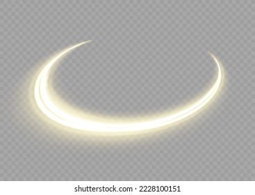 Efecto de líneas espirales brillantes. Luz de línea curva. Trayectoria brillante. Onda de neón dorado que brilla. Olas de velocidad giratorias brillantes. Giro espumoso con destellos de bengala. Onda de movimiento azul dinámico, vector
