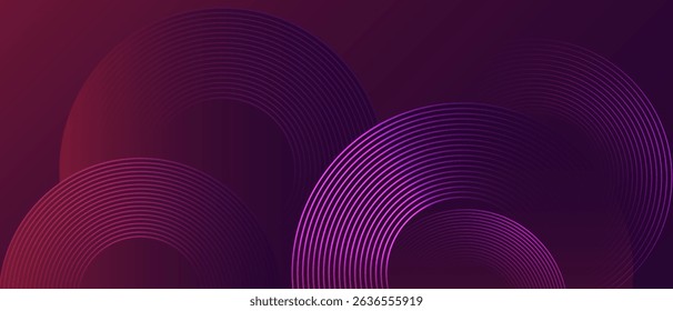 Glowing spiral lines on a dark purple gradient background vector. 