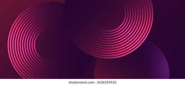 Glowing spiral lines on a dark purple gradient background vector. 