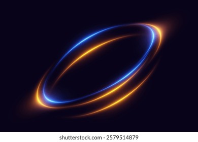 Glowing spiral neon light. Particles of sparks of a circle, and dyno speed.
