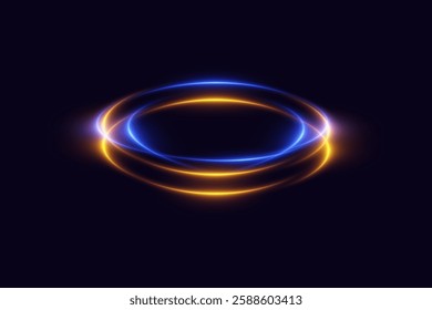Glowing spiral neon light. Particles of sparks of a circle, and dyno speed.