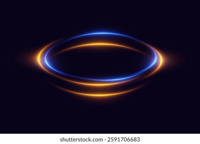 Glowing spiral neon light. Particles of sparks of a circle, and dyno speed.