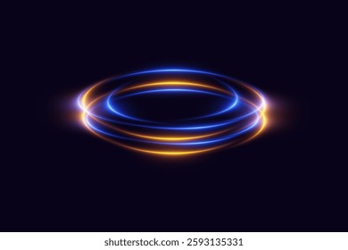 Glowing spiral neon light. Particles of sparks of a circle, and dyno speed.