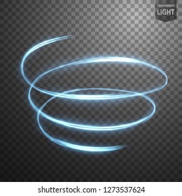Glowing Spiral on transparent background, Abstract light speed motion effect
