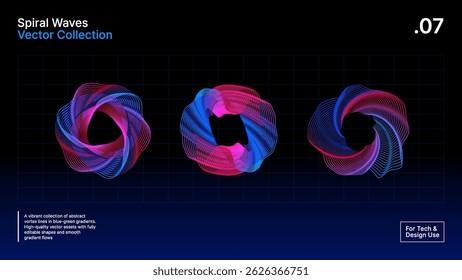Glowing Spirograph Loop Design – Neon Red-Pink Spiral Vectors op Black Grid voor UI en UX gebruik