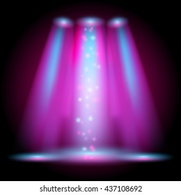 Glowing  spot light effect from the projector vector background. Beautiful glow scene of magical light.