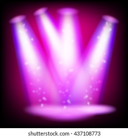Glowing  spot light effect from the projector vector background. Beautiful glow scene of magical light.