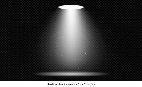 Rayon lumineux lumineux lumineux sur scène sombre. Image vectorielle rayon lumineux avec brillance transparente et luminosité du projecteur. Idéal pour les concerts, les clubs, les spectacles de théâtre ou les conceptions d'événements festifs.