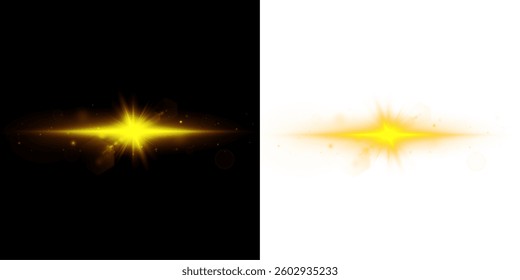  glowing spotlight and sparkle effect with bursts of light, lens flares, and festive illumination. Ideal for stage scenes, disco events, and futuristic abstract backgrounds. Vector illustration