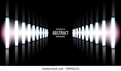 Glowing spotlights. Set of illumination stage lights. Rows of lamps. Vector illustration for your graphic design.