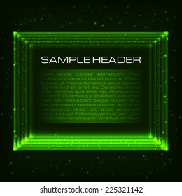 Glowing square background with space for your text. Vector illustration. 
