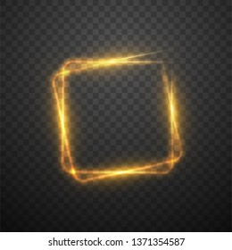 Glowing square frame on dark transparent background
