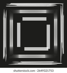 Líneas cuadradas brillantes. Patrón de marco Abstractas. Efecto de luz óptica. Diseño geométrico de Vector.