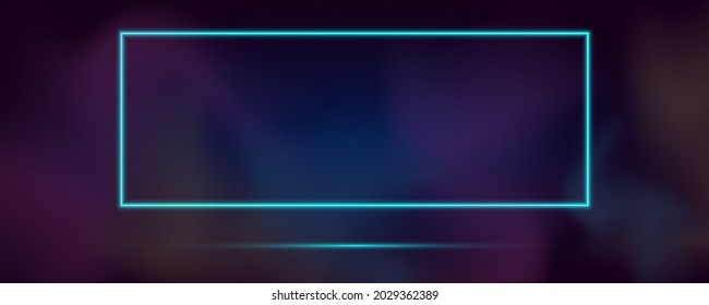 Glowing square neon frame with smoke. Vector Illustration