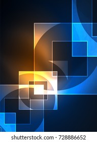 Cuadrados brillantes en el fondo oscuro, digital abstracto, tecnología vectorial plantilla de alta tecnología