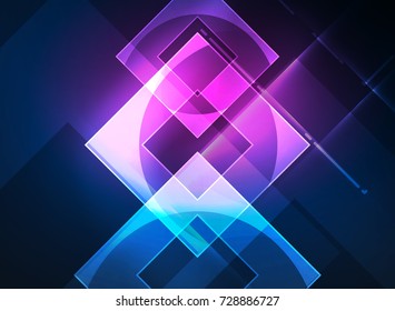Cuadrados brillantes en el fondo oscuro, digital abstracto, tecnología vectorial plantilla de alta tecnología
