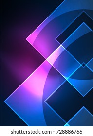 Glowing squares in the dark, digital abstract background, vector technology hi-tech template