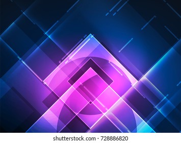 Glowing squares in the dark, digital abstract background, vector technology hi-tech template
