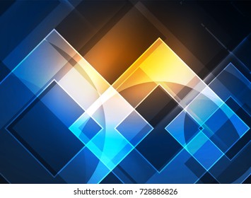 Glowing squares in the dark, digital abstract background, vector technology hi-tech template