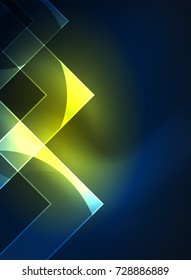 Glowing squares in the dark, digital abstract background, vector technology hi-tech template