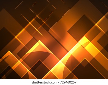 Glowing squares in the dark, digital abstract background, vector technology hi-tech template