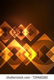 Cuadrados brillantes en el fondo oscuro, digital abstracto, tecnología vectorial plantilla de alta tecnología