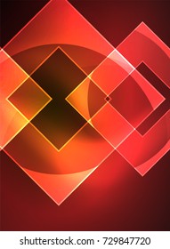Glowing squares in the dark, digital abstract background, vector technology hi-tech template