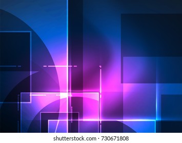 Glowing squares in the dark, digital abstract background, vector technology hi-tech template