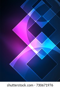 Cuadrados brillantes en el fondo oscuro, digital abstracto, tecnología vectorial plantilla de alta tecnología