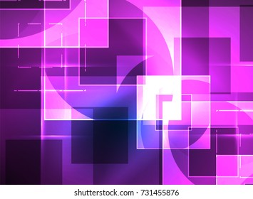 Glowing squares in the dark, digital abstract background, vector technology hi-tech template