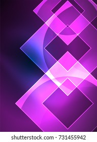 Glowing squares in the dark, digital abstract background, vector technology hi-tech template