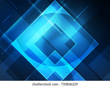 Cuadrados brillantes en el fondo oscuro, digital abstracto, tecnología vectorial plantilla de alta tecnología