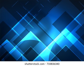 Glowing squares in the dark, digital abstract background, vector technology hi-tech template