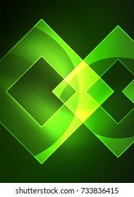 Glowing squares in the dark, digital abstract background, vector technology hi-tech template