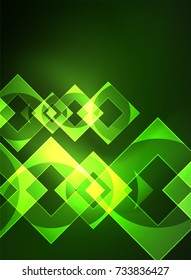 Glowing squares in the dark, digital abstract background, vector technology hi-tech template