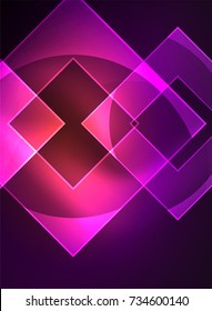 Glowing squares in the dark, digital abstract background, vector technology hi-tech template