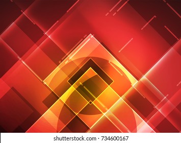 Glowing squares in the dark, digital abstract background, vector technology hi-tech template