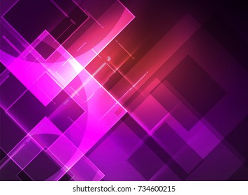 Glowing squares in the dark, digital abstract background, vector technology hi-tech template