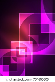 Glowing squares in the dark, digital abstract background, vector technology hi-tech template