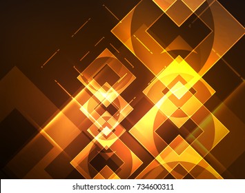 Glowing squares in the dark, digital abstract background, vector technology hi-tech template