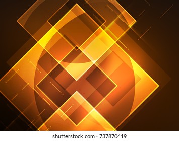 Glowing squares in the dark, digital abstract background, vector technology hi-tech template