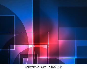 Glowing squares in the dark, digital abstract background, vector technology hi-tech template