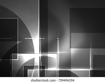 Glowing squares in the dark, digital abstract background, vector technology hi-tech template