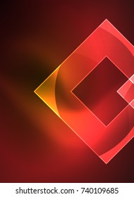 Glowing squares in the dark, digital abstract background, vector technology hi-tech template
