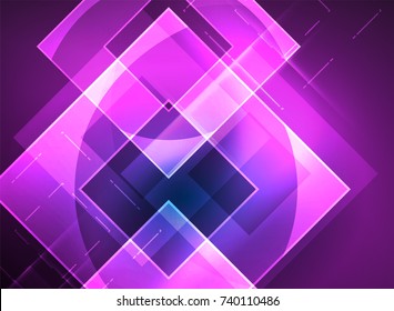 Glowing squares in the dark, digital abstract background, vector technology hi-tech template