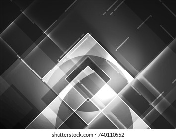 Cuadrados brillantes en el fondo oscuro, digital abstracto, tecnología vectorial plantilla de alta tecnología