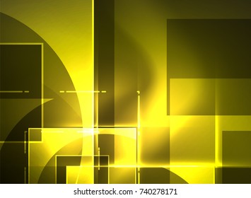 Glowing squares in the dark, digital abstract background, vector technology hi-tech template